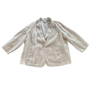 J. Jill Love 100% Linen Peach Jacket Blazer Button Casual Lightweight‎ Size 22